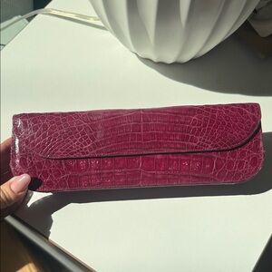 Nancy Gonzalez Crocodile  Clutch - Deep Pink